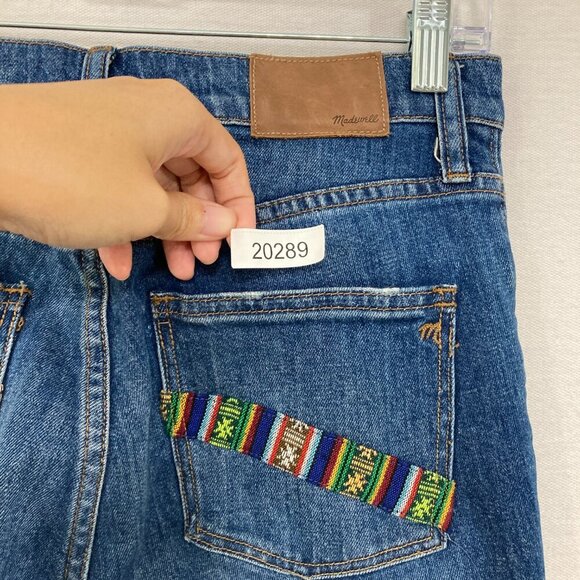 Madewell size 26 Medium Wash 10" High Riser Demi Boot Jeans Fringe Boho - Picture 11 of 11